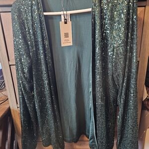 Maurices Dark Green Sequin Cardigan